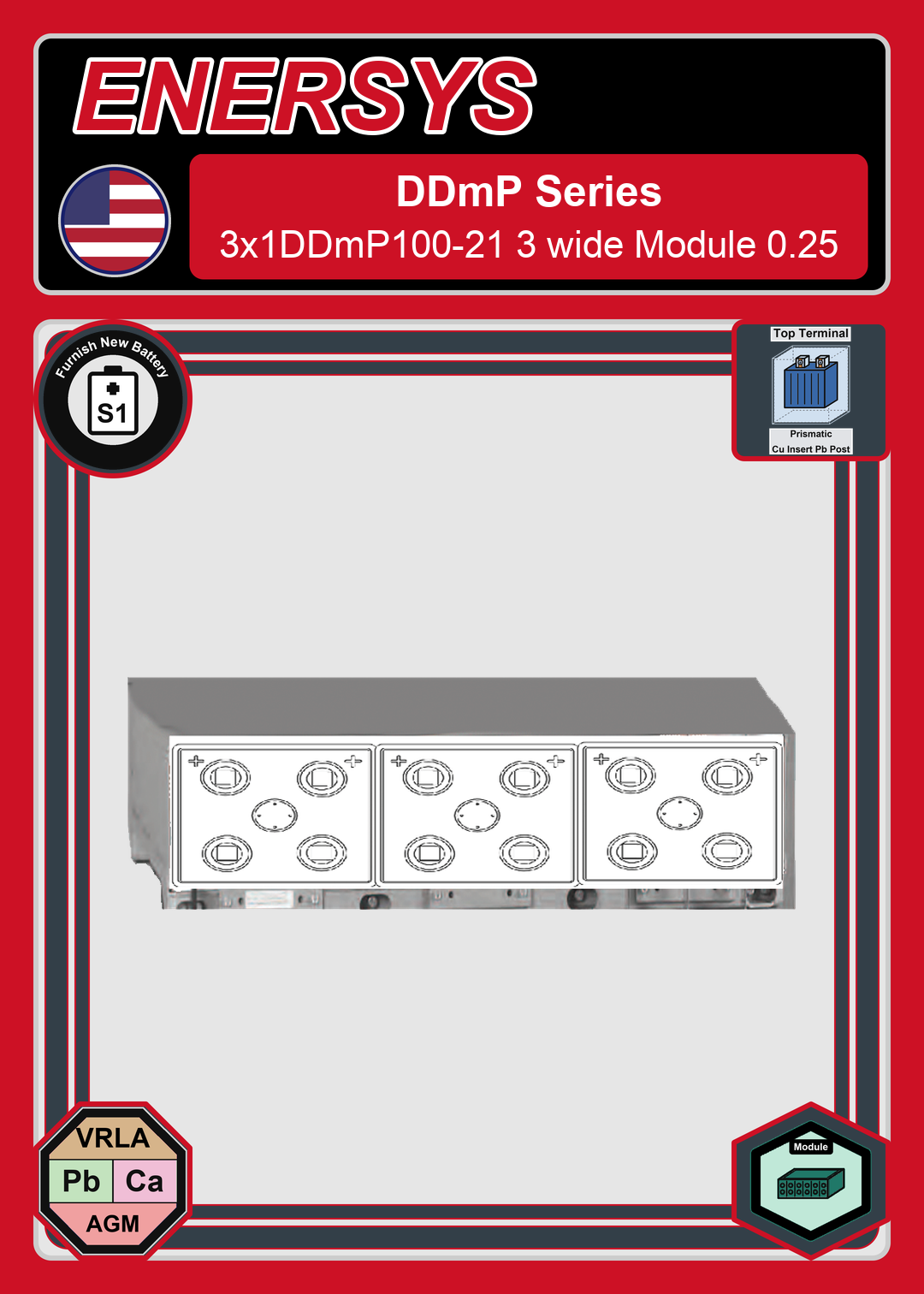 Furnish New Battery Enersys DDmP Series 3x1DDmP100 21 3 wide Module 0 25