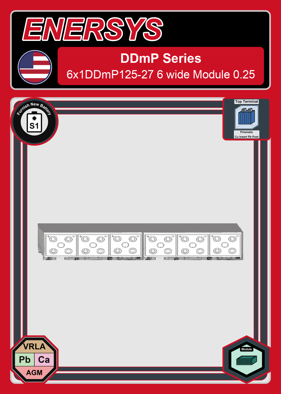 Furnish New Battery Enersys DDmP Series 6x1DDmP125 27 6 wide Module 0 25