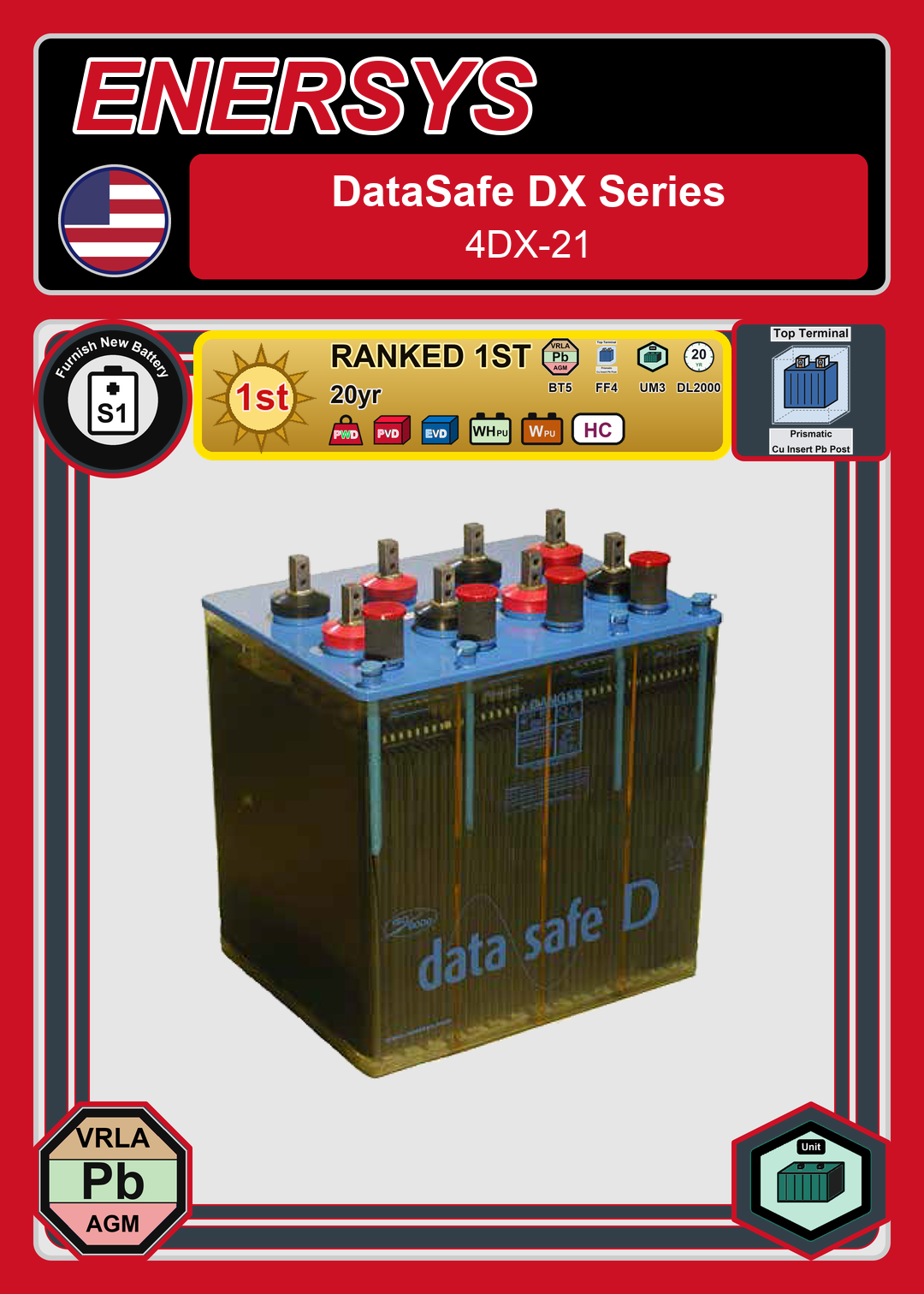 Furnish New Battery Enersys Data Safe DX 4DX 21 0 188