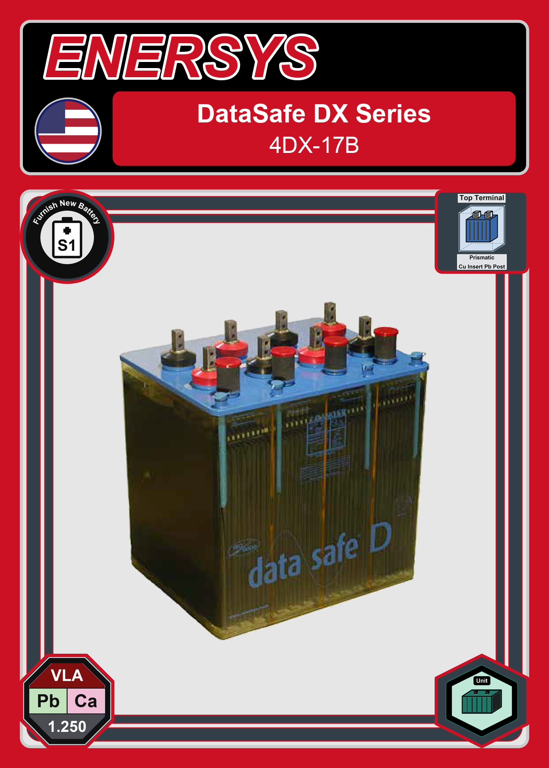 Furnish New Battery Enersys Data Safe DX 4DX 17B 0 188