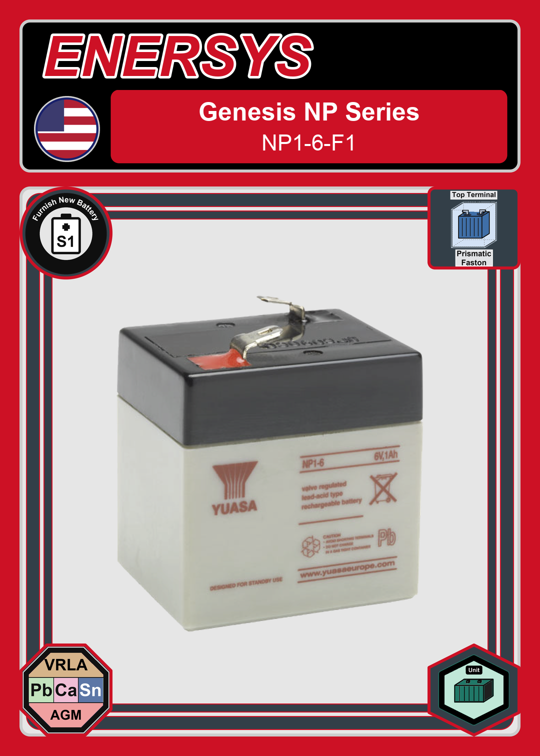 Furnish New Battery Enersys Genesis NP Series NP1 6 F1