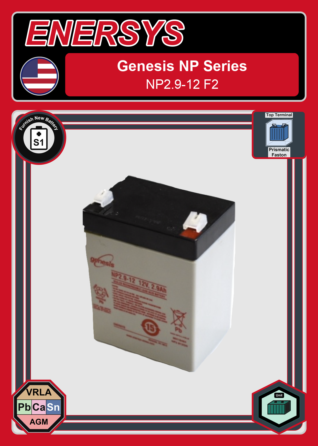 Furnish New Battery Enersys Genesis NP Series NP2 9 12 F2