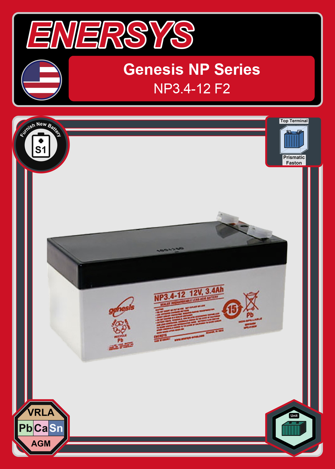 Furnish New Battery Enersys Genesis NP Series NP3 4 12 F2
