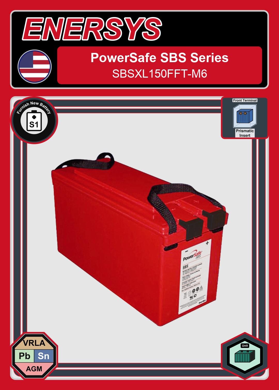 Furnish New Battery Enersys PowerSafe SBS Series SBSXL150FFT M6