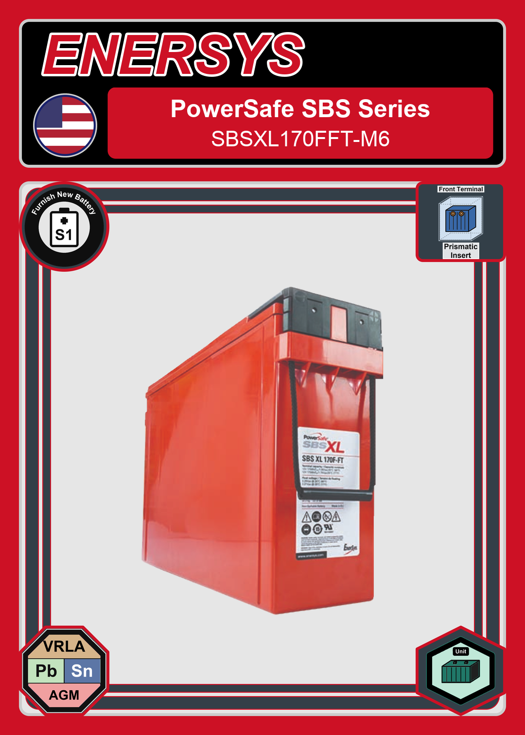 Furnish New Battery Enersys PowerSafe SBS Series SBSXL170FFT M6