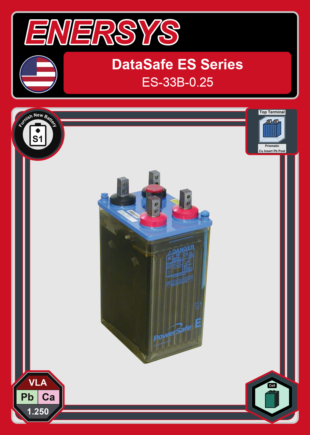 Furnish New Battery Enersys DataSafe ES Series ES 33B 0 25