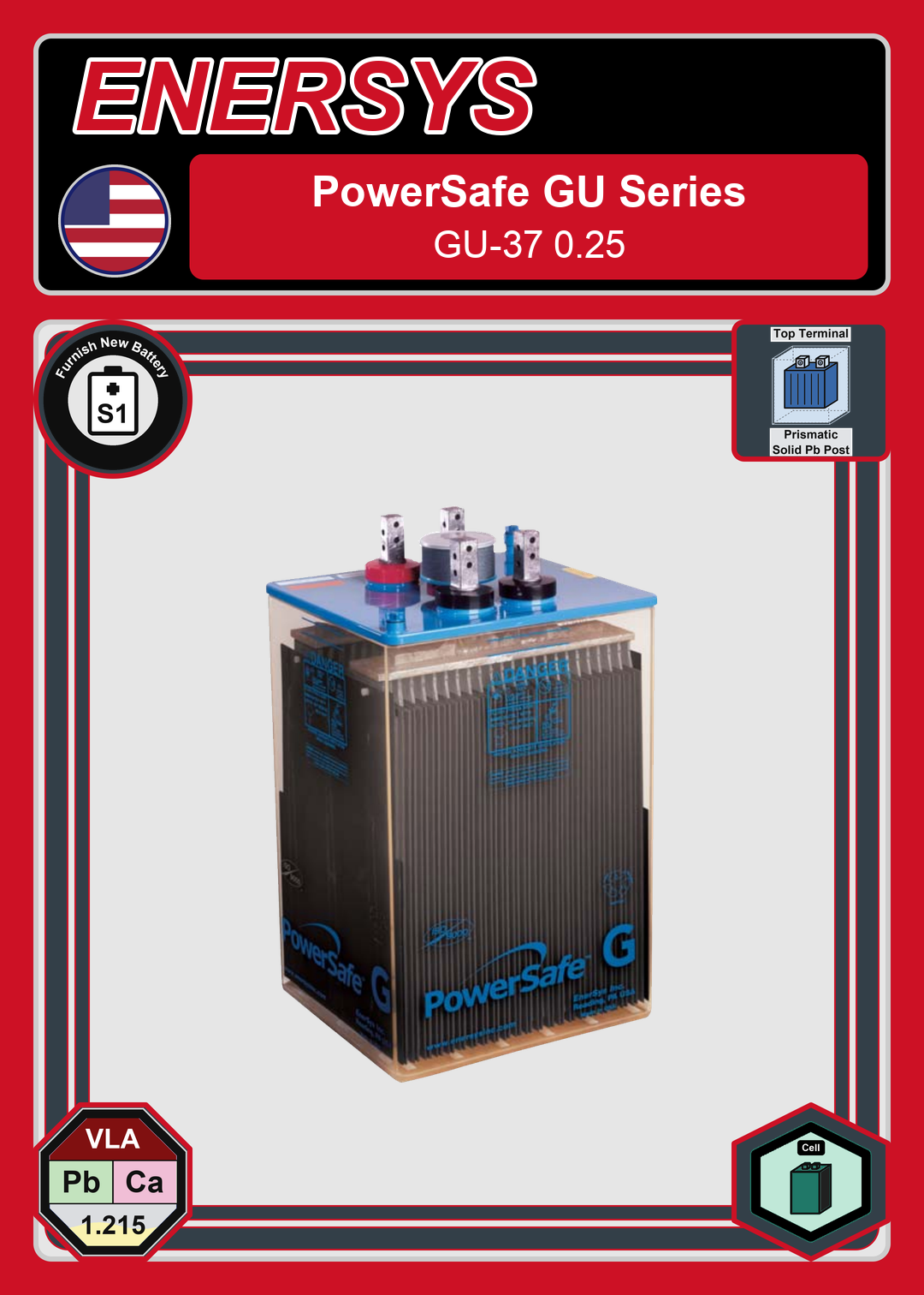 Furnish New Battery Enersys PowerSafe GU 37 0 25
