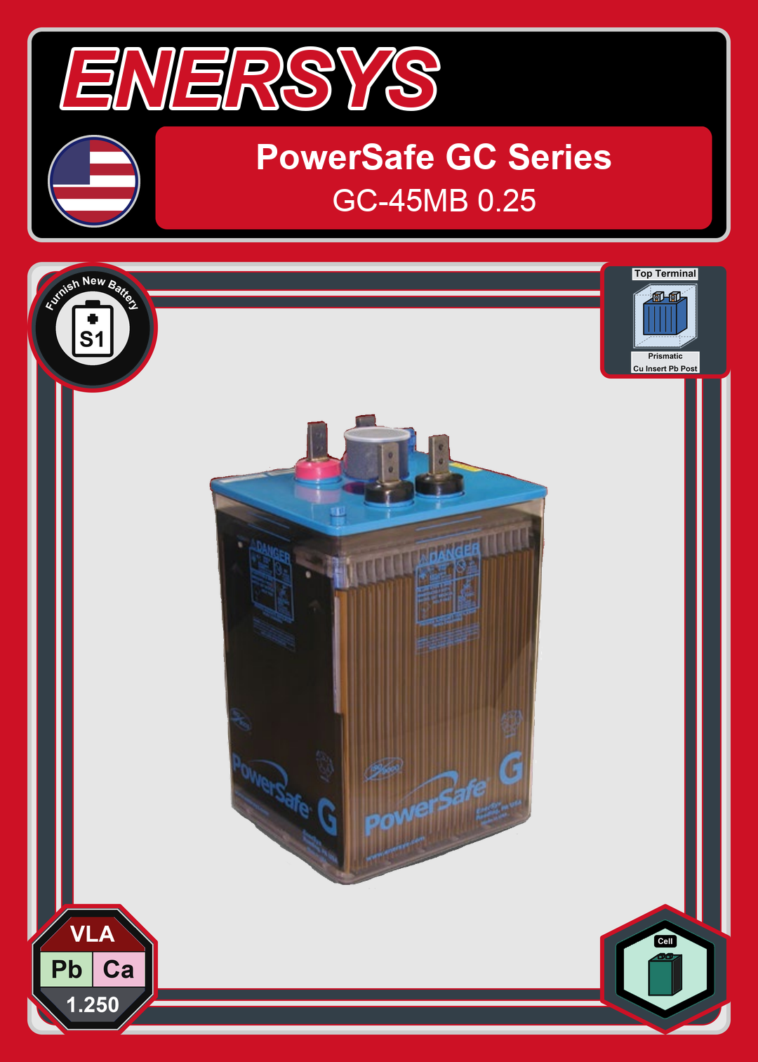 Furnish New Battery Enersys PowerSafe GC 45MB 0 25