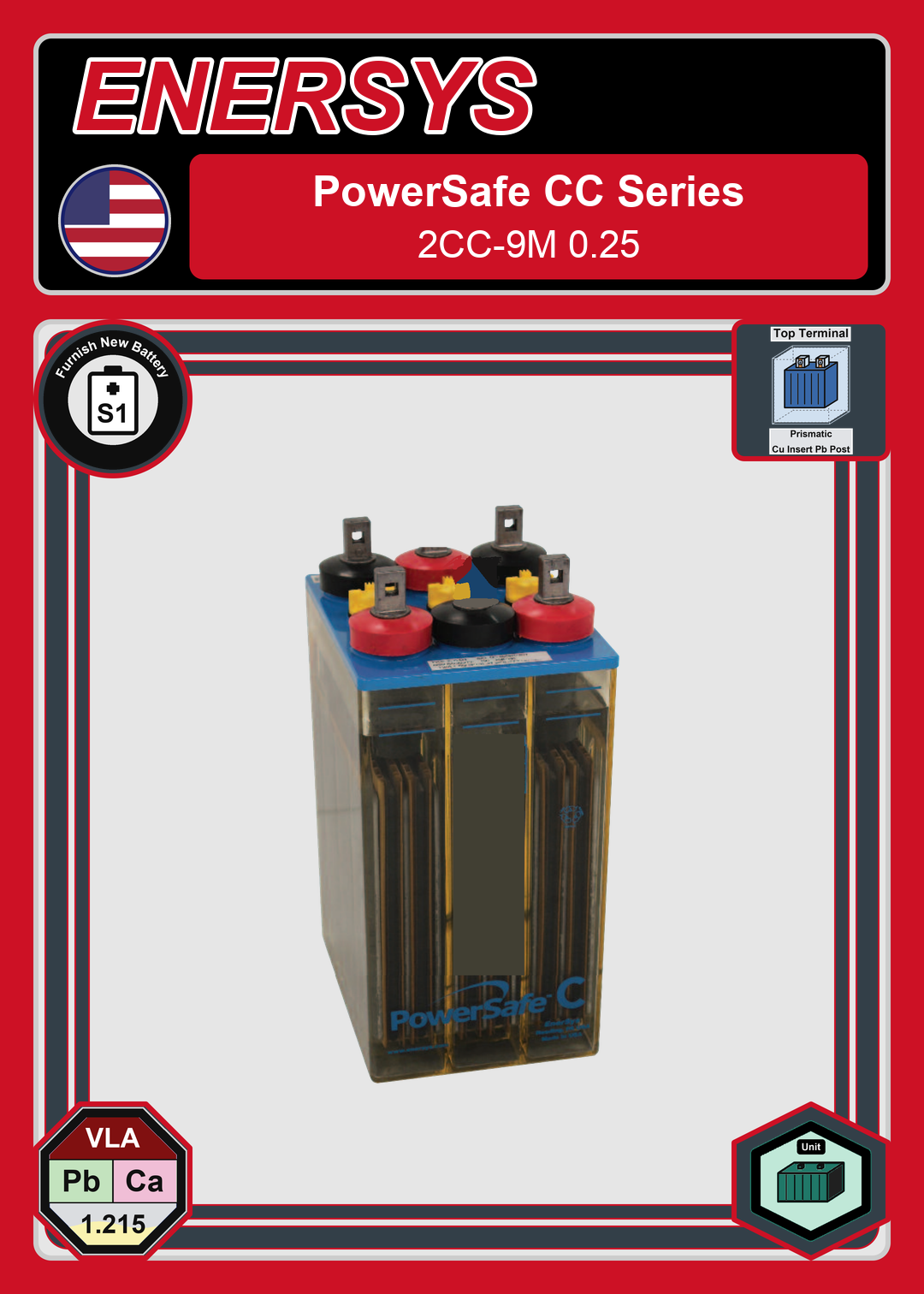 Furnish New Battery Enersys PowerSafe CC Series 2CC 9M 0 25
