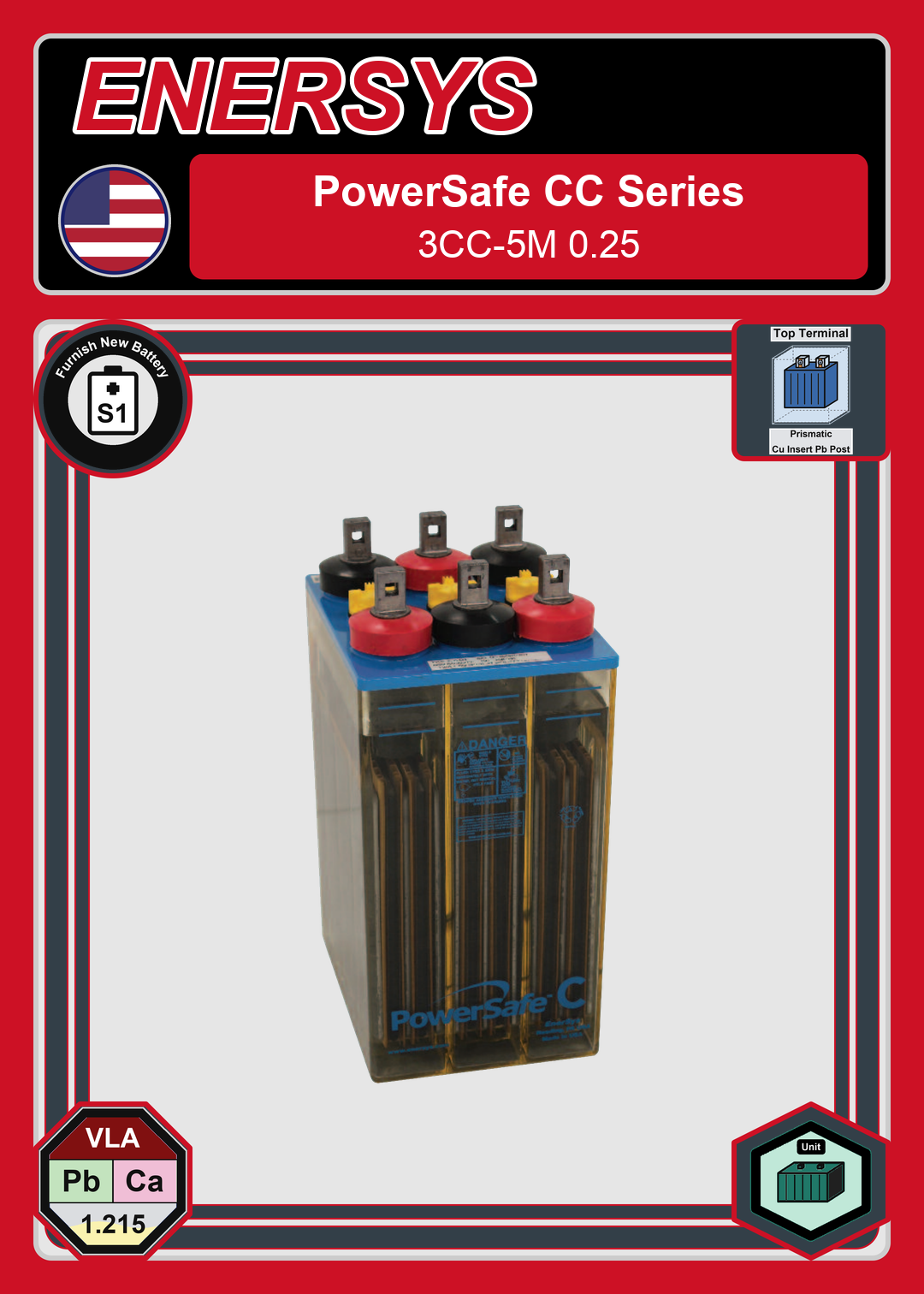 Furnish New Battery Enersys PowerSafe CC Series 3CC 5M 0 25