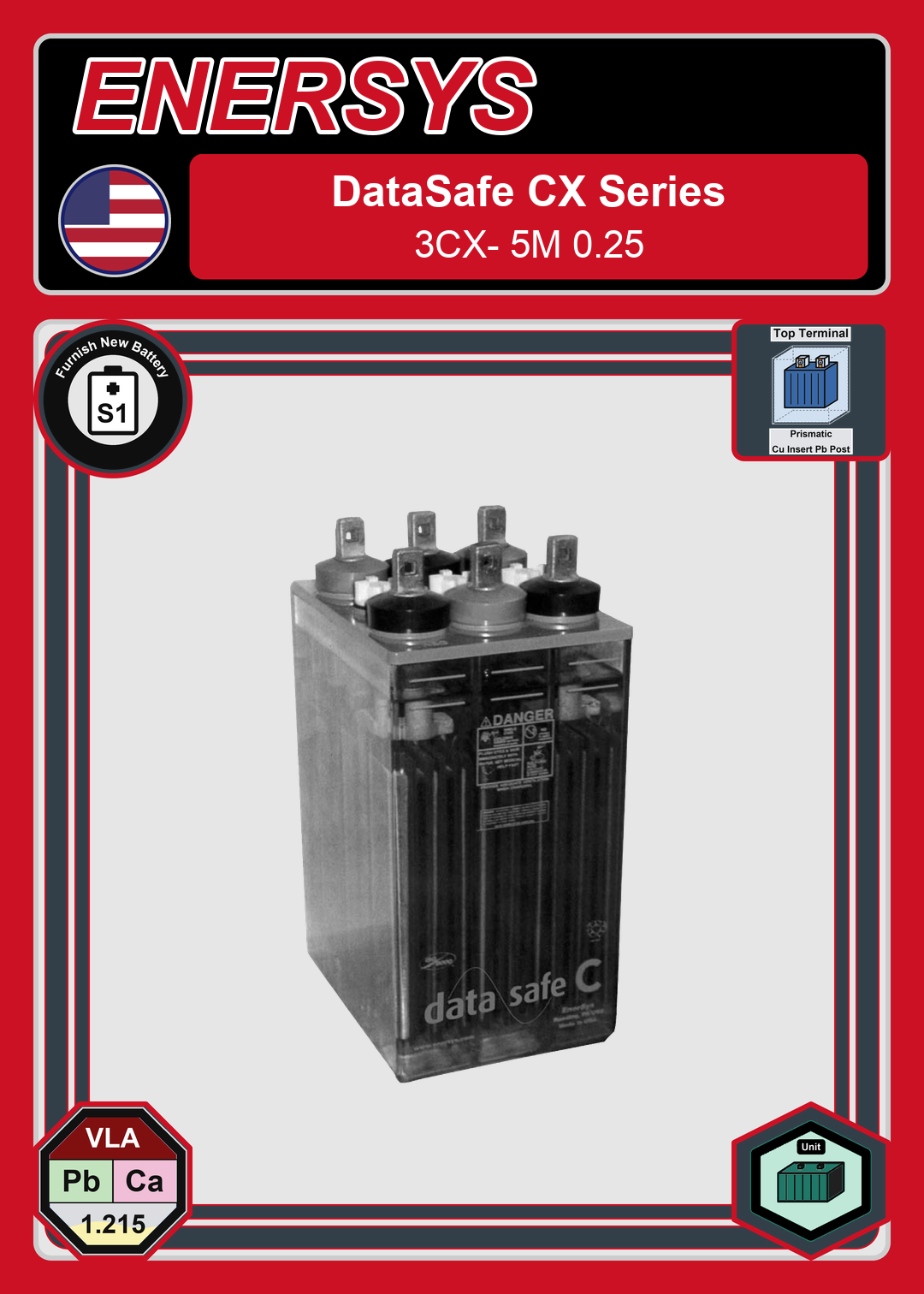 Furnish New Battery Enersys DataSafe CX Series 3CX 5M 0 25