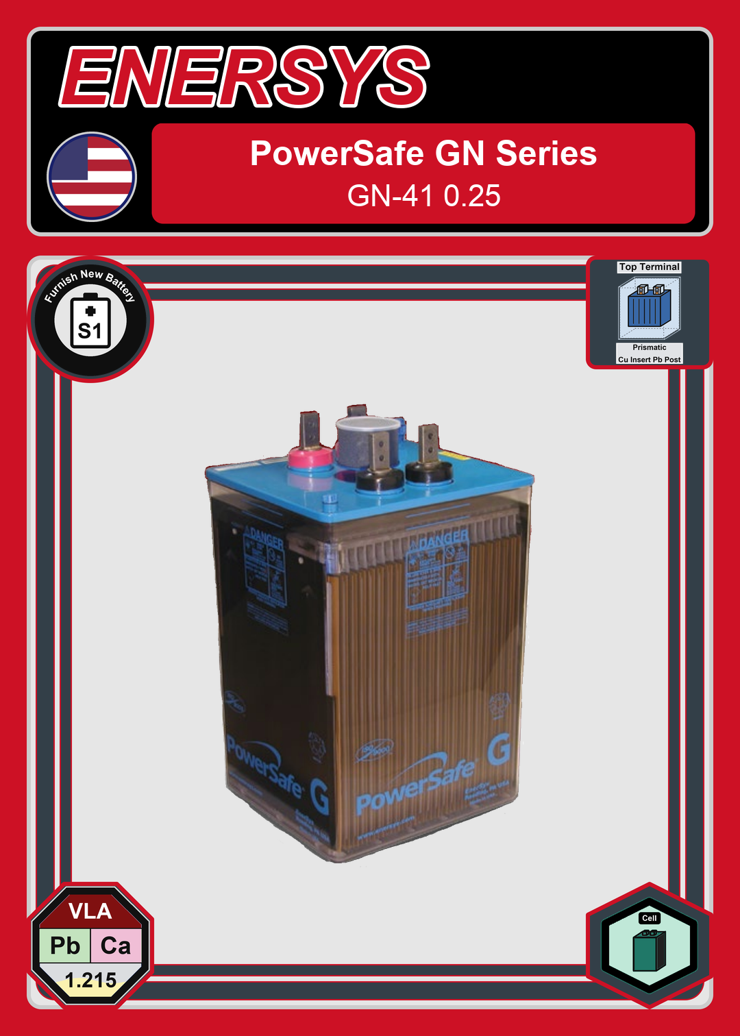 Furnish New Battery Enersys PowerSafe GN Series GN 41 0 25