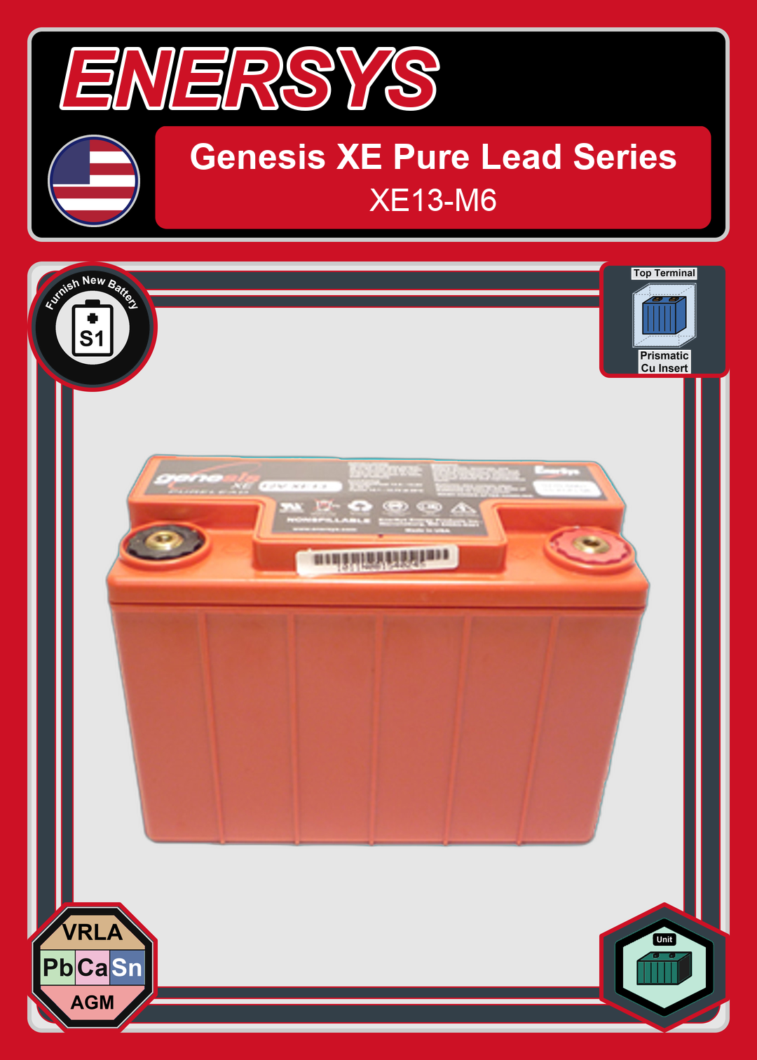 Furnish New Battery Enersys Genesis Pure Lead Series XE13 M6