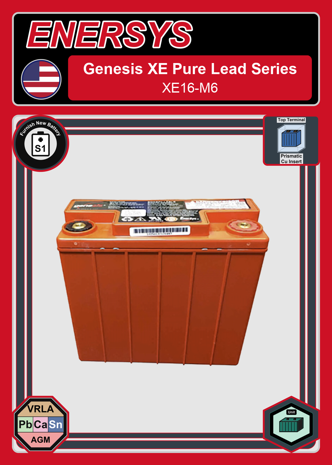 Furnish New Battery Enersys Genesis Pure Lead Series XE16 M6