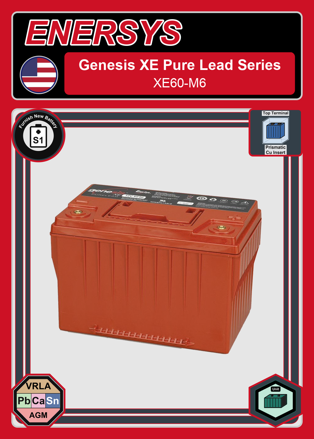 Furnish New Battery Enersys Genesis Pure Lead Series XE60 M6