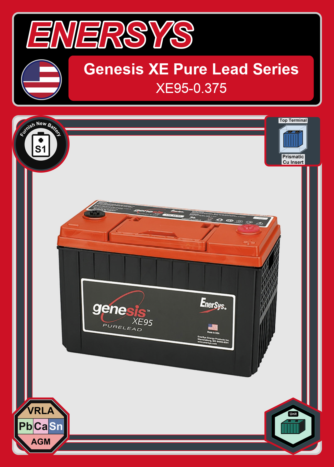 Furnish New Battery Enersys Genesis Pure Lead Series XE95 0 375