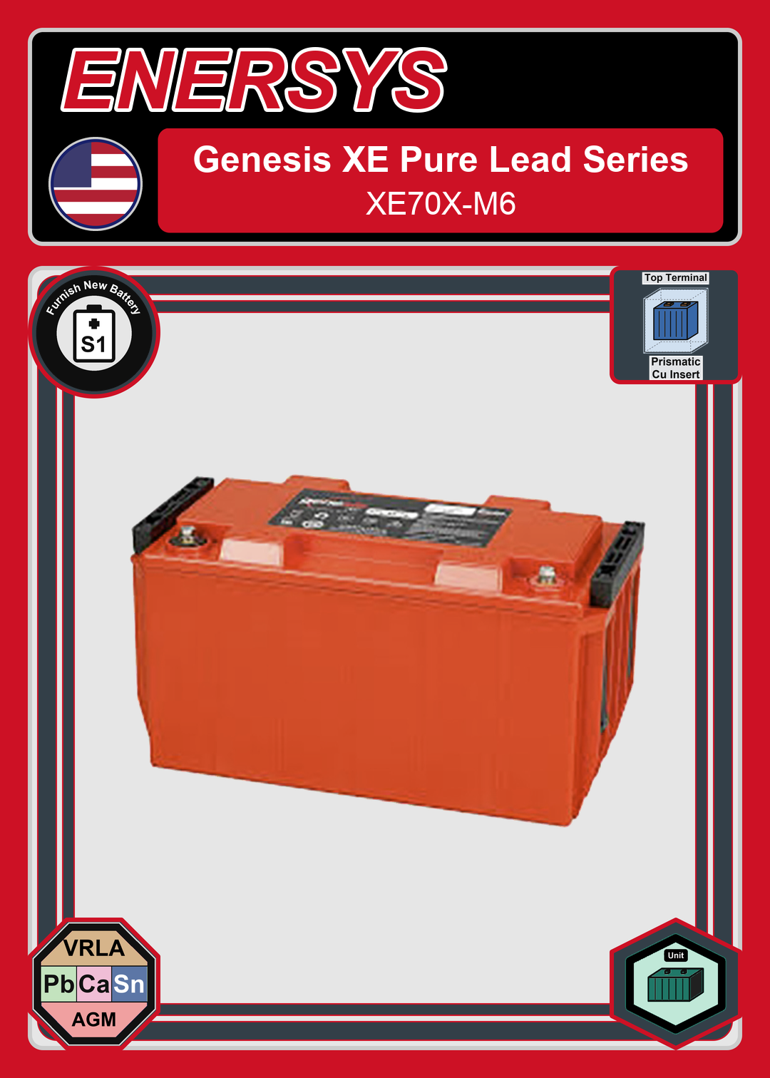 Furnish New Battery Enersys Genesis Pure Lead Series XE70X M6