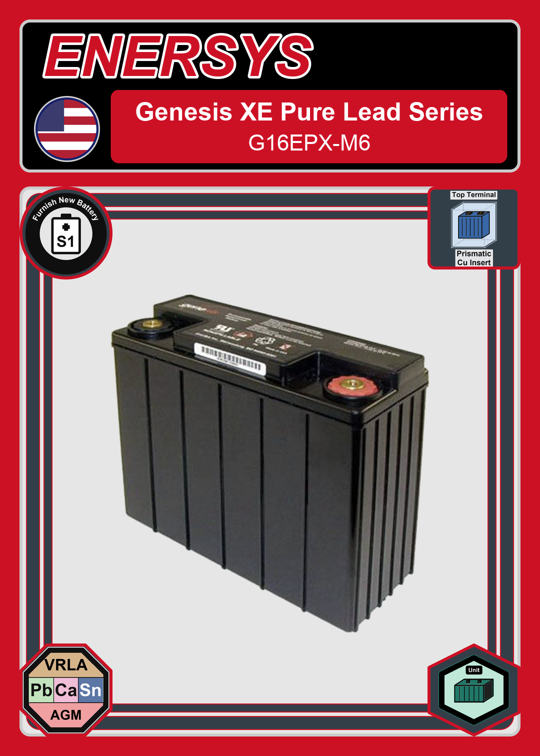 Furnish New Battery Enersys Genesis Pure Lead Series G16EPX M6