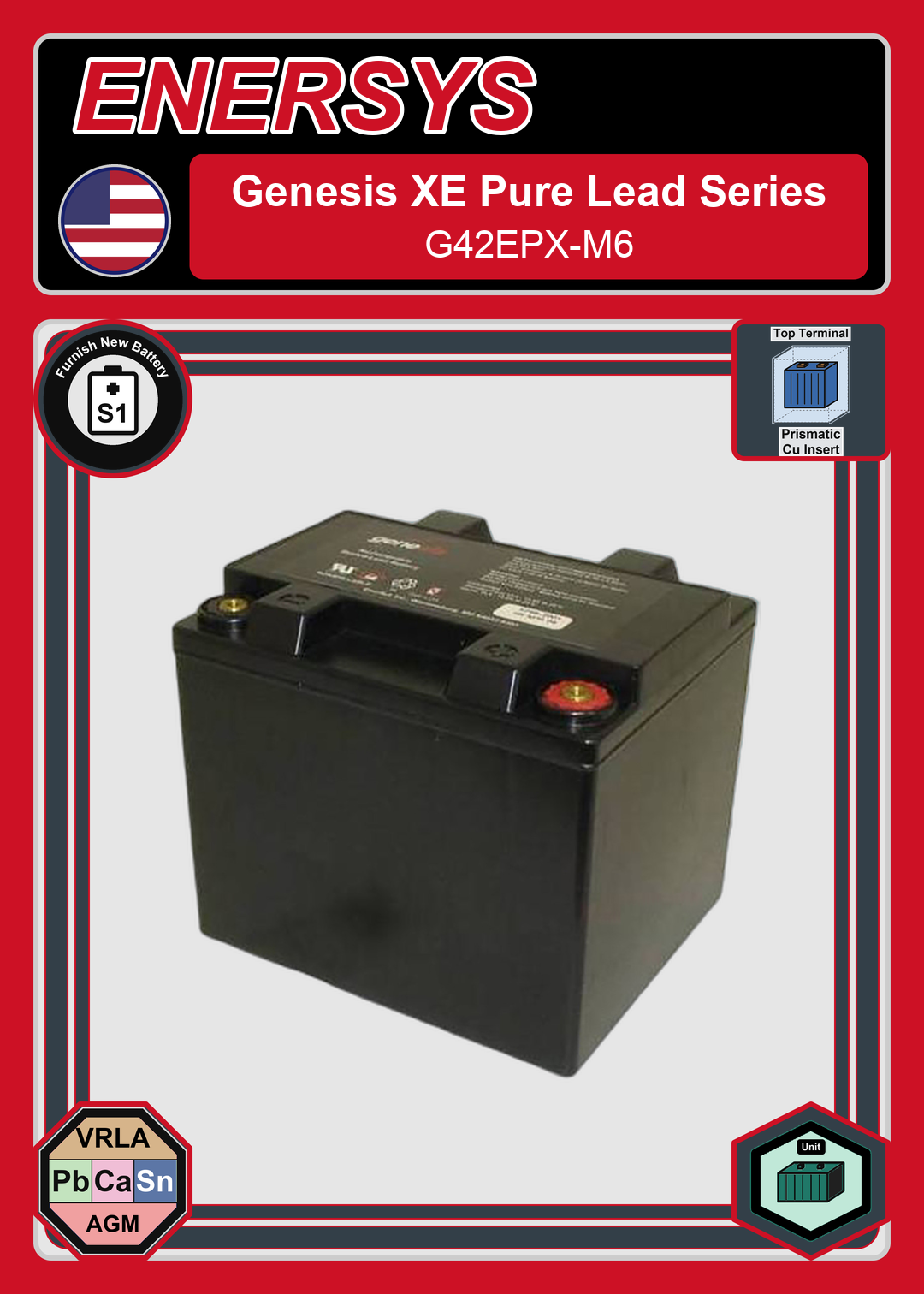 Furnish New Battery Enersys Genesis Pure Lead Series G42EPX M6