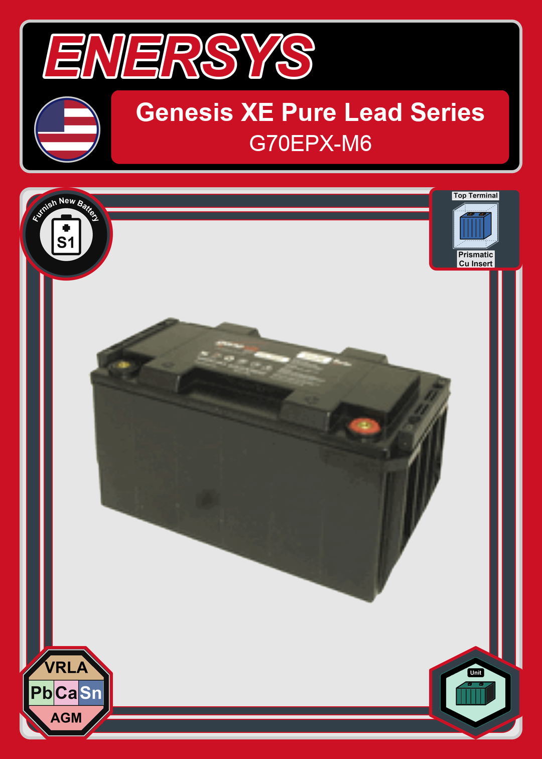 Furnish New Battery Enersys Genesis Pure Lead Series G70EPX M6