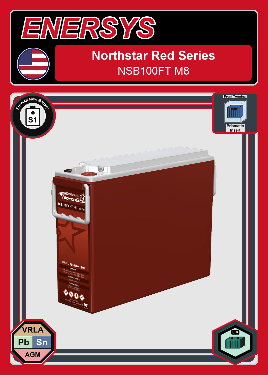 Furnish New Battery Northstar Red Series NSB100FT M8