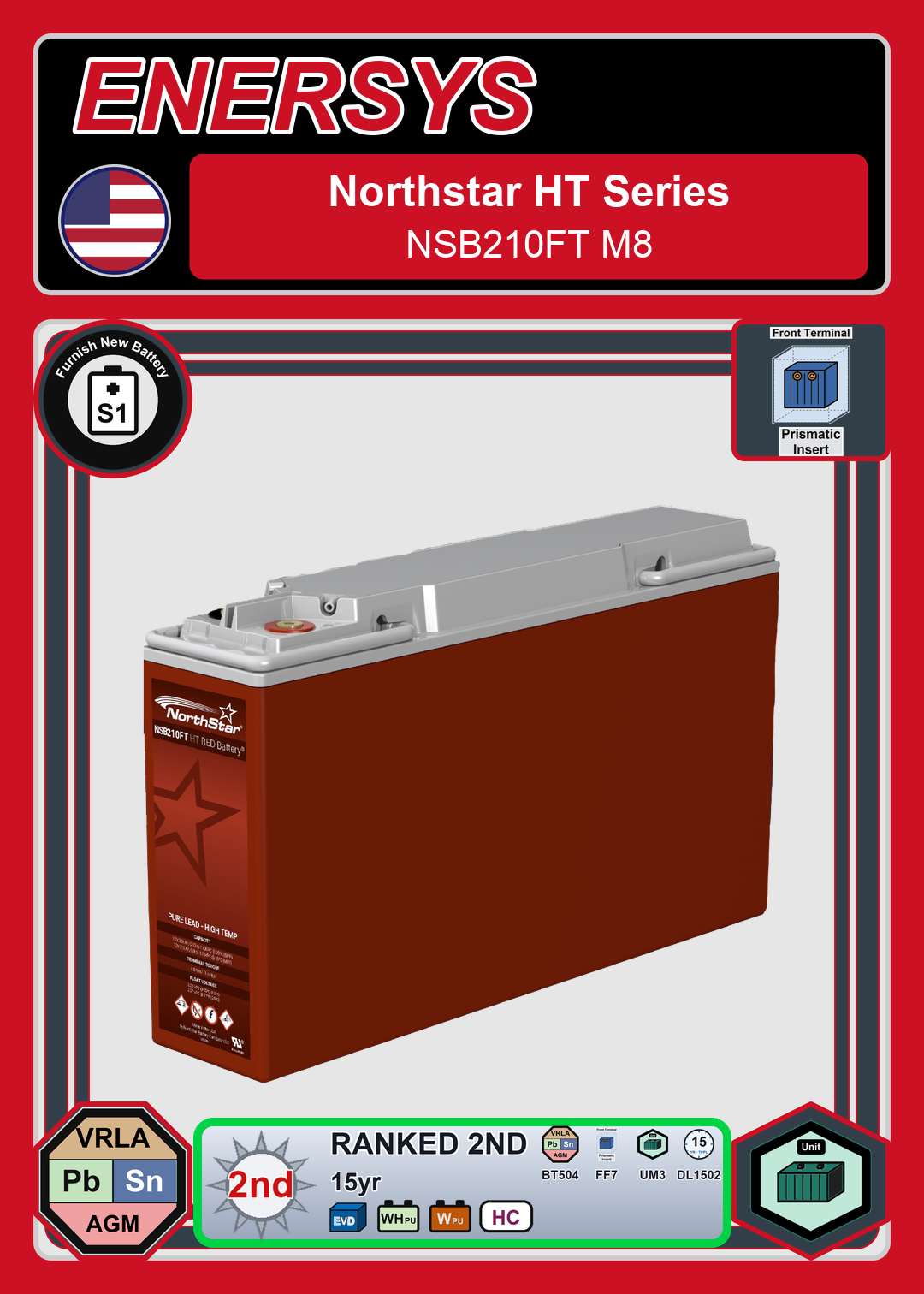 Furnish New Battery Northstar HT Red Series NSB210FT M8