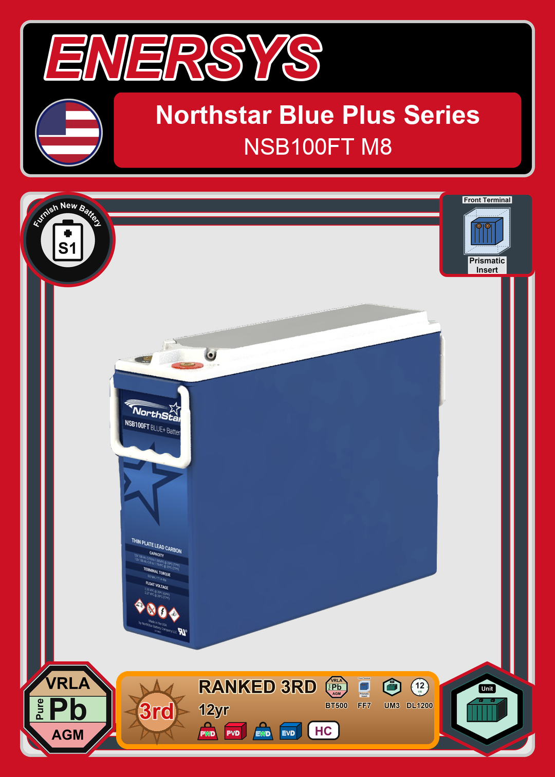 Furnish New Battery Northstar Blue Plus Series NSB100FT M8