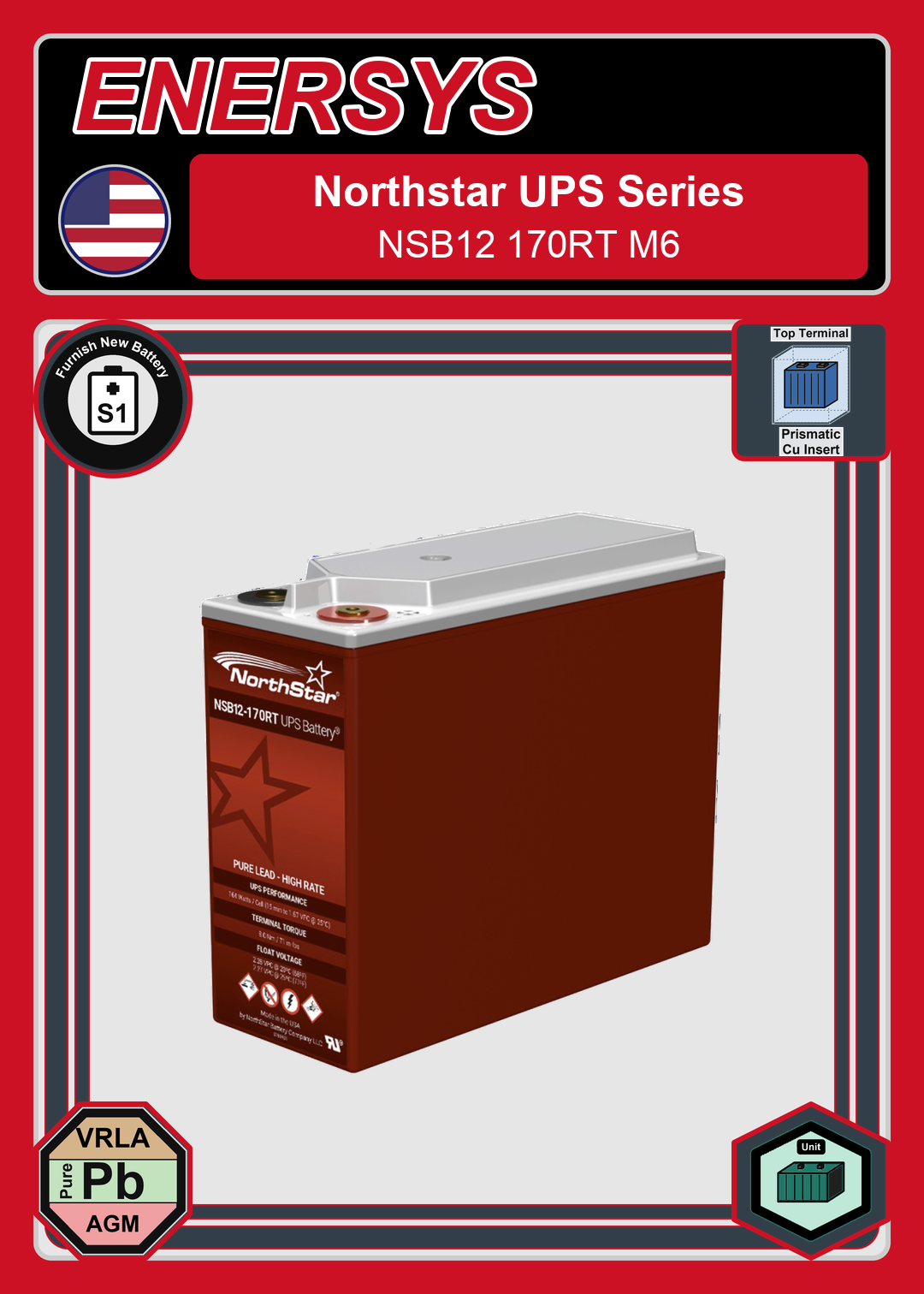 Furnish New Battery Northstar UPS Series NSB12 170RT M6