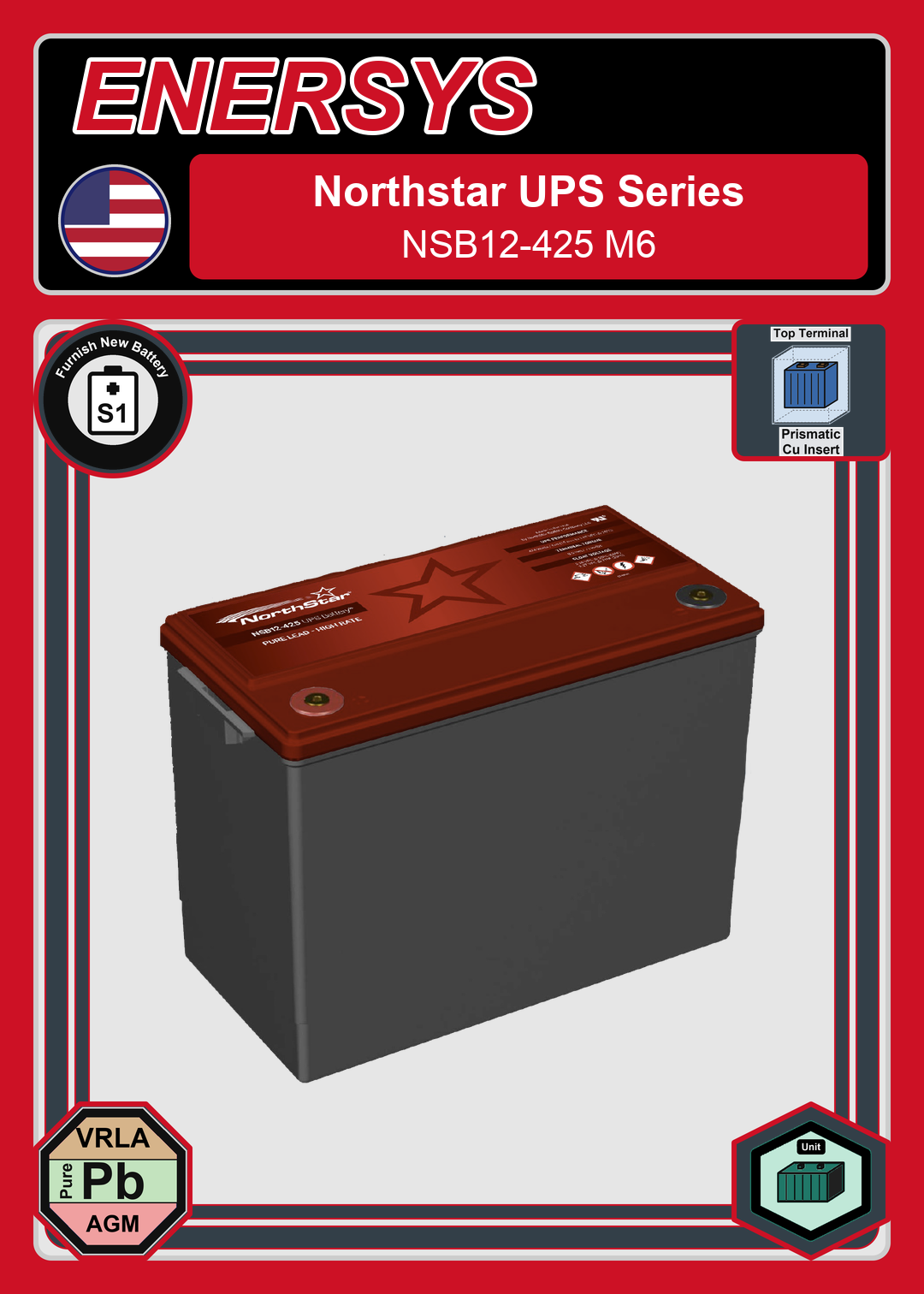 Furnish New Battery Northstar UPS Series NSB12 425 M6