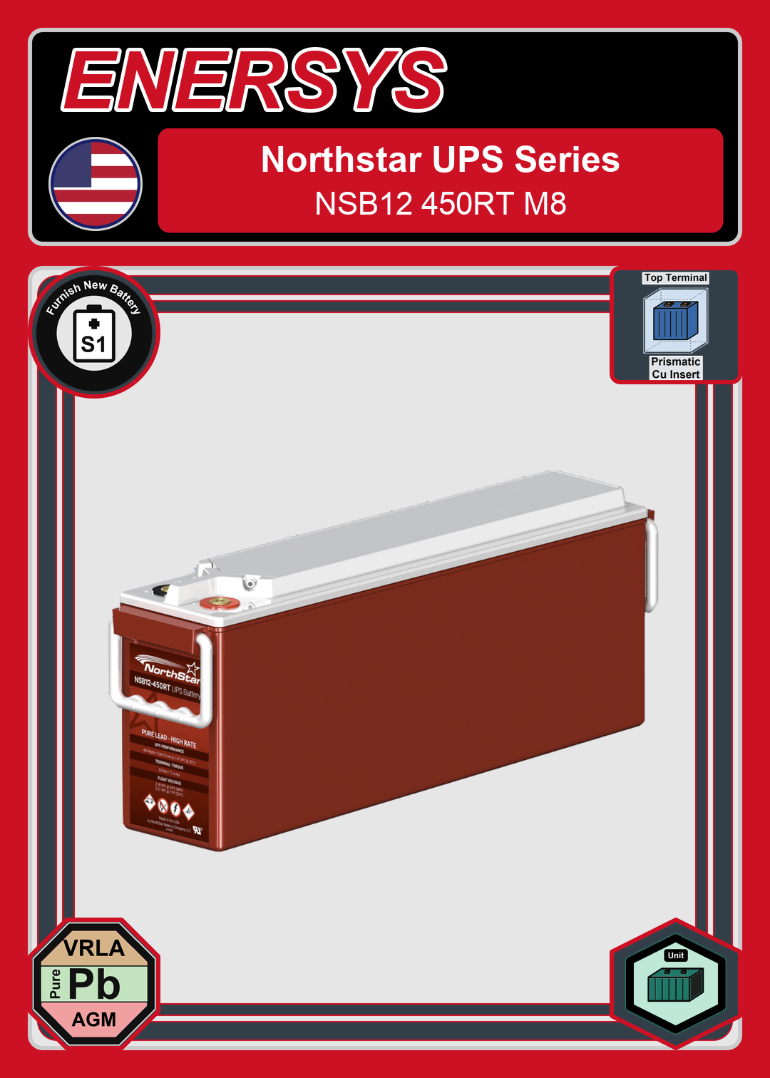 Furnish New Battery Northstar UPS Series NSB12 450RT M8
