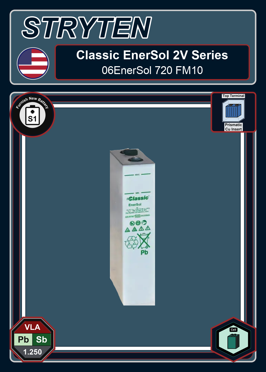 Furnish New Battery Exide Battery Classic EnerSol 2V 06EnerSol 720 FM10