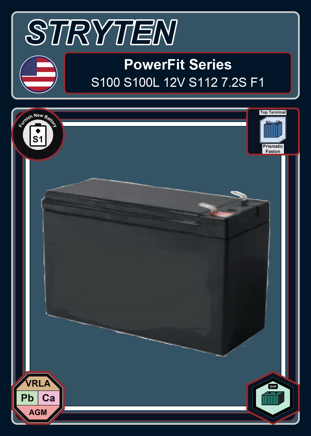 Furnish New Battery Exide Battery PowerFit S100 S100L 12V S112 7 2S F1
