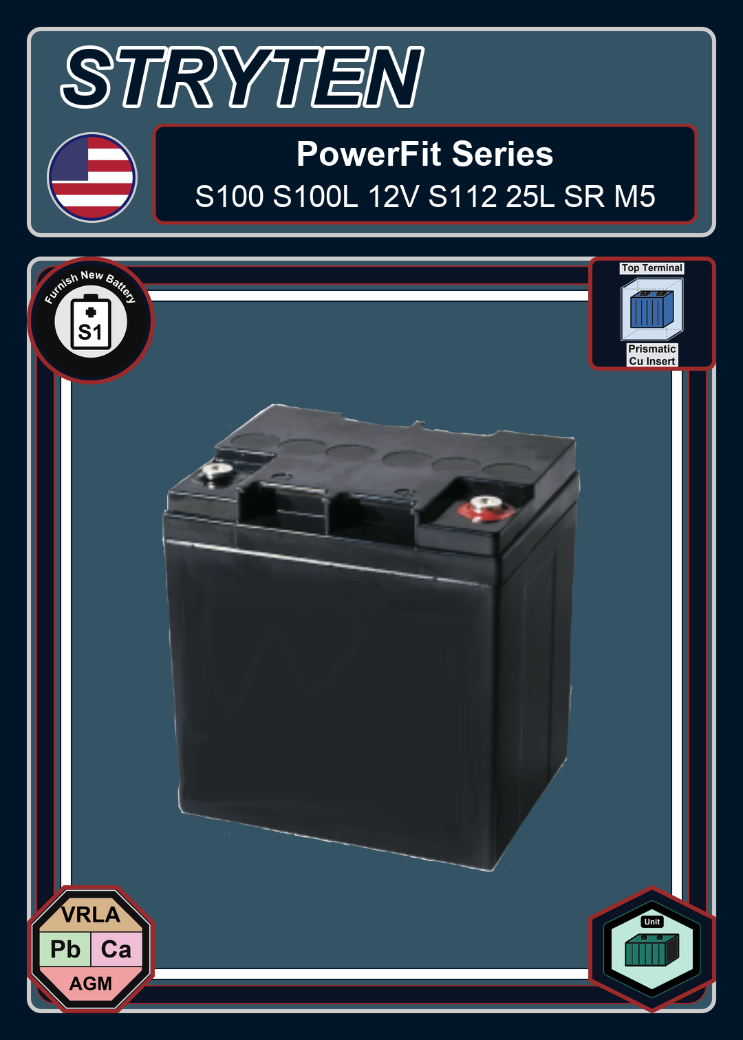 Furnish New Battery Exide Battery PowerFit S100 S100L 12V S112 25L SR M5
