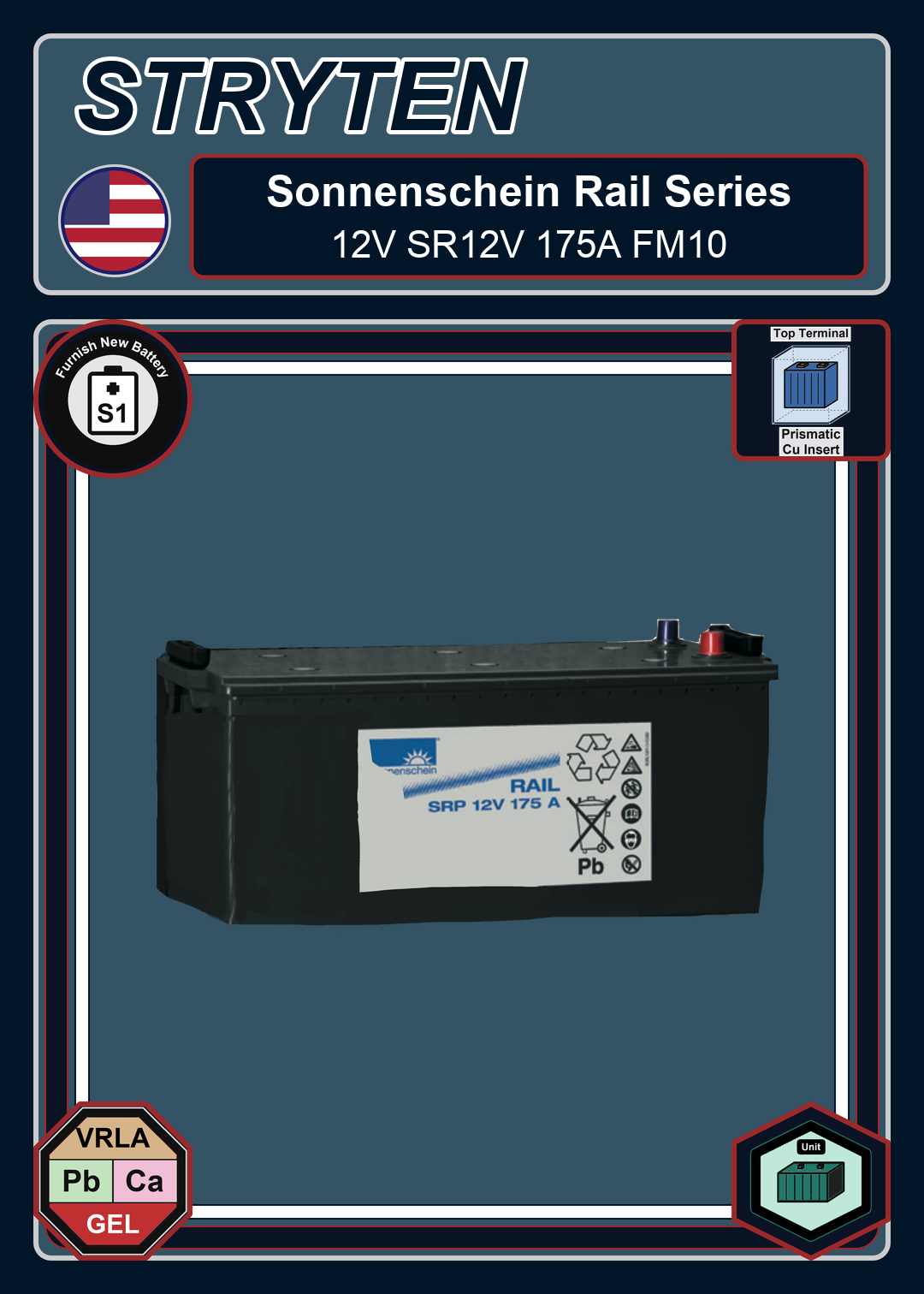 Furnish New Battery Exide Battery Sonnenschein Rail 12V SR12V 175A FM10