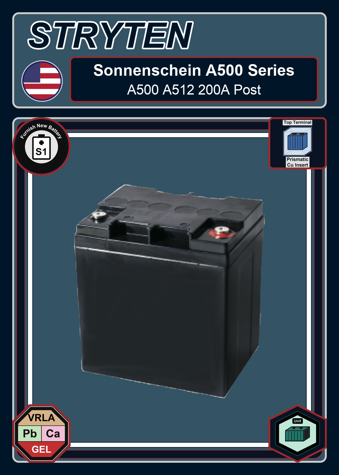 Furnish New Battery Exide Battery Sonnenschein A500 A512 200A Post