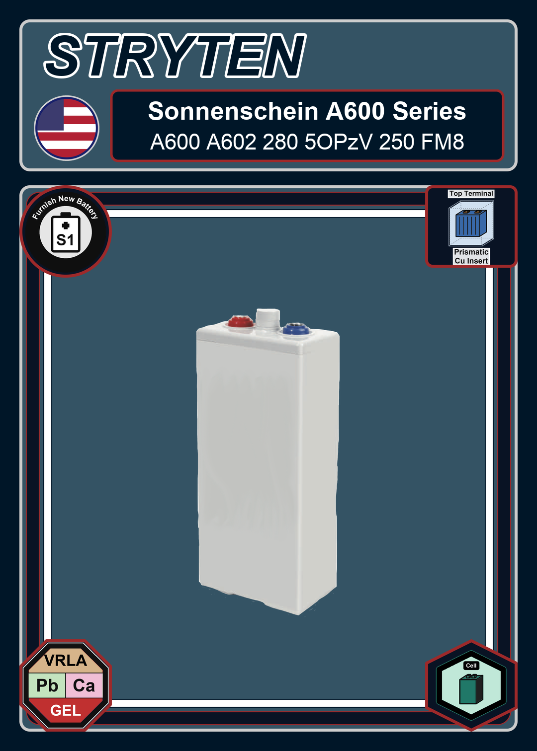 Furnish New Battery Exide Battery Sonnenschein A600 A602 280 5OPzV 250 FM8