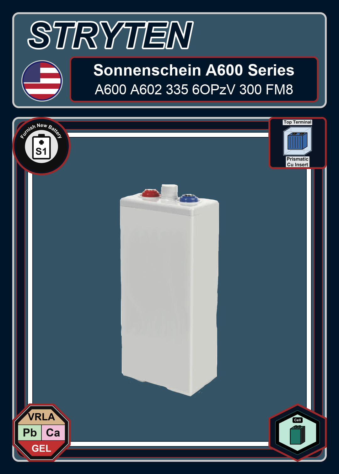 Furnish New Battery Exide Battery Sonnenschein A600 A602 335 6OPzV 300 FM8