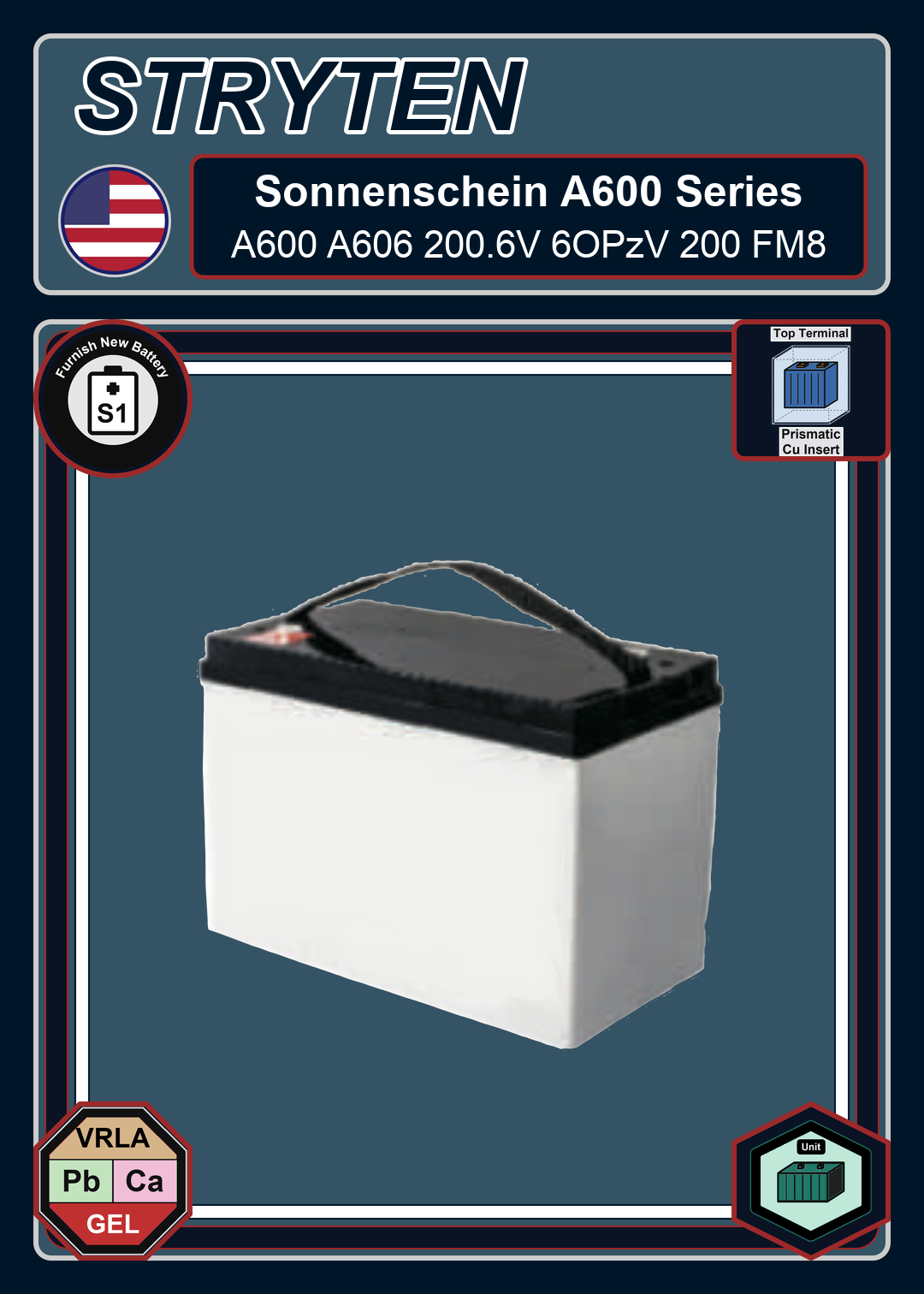Furnish New Battery Exide Battery Sonnenschein A600 A606 200 6V 6OPzV 200 FM8