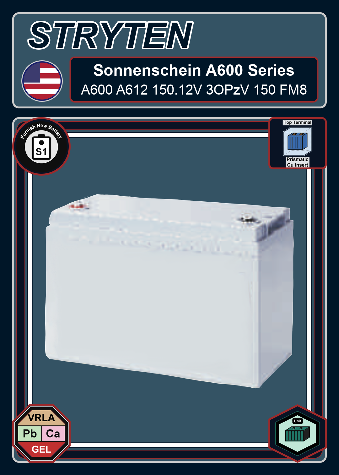 Furnish New Battery Exide Battery Sonnenschein A600 A612 150 12V 3OPzV 150 FM8