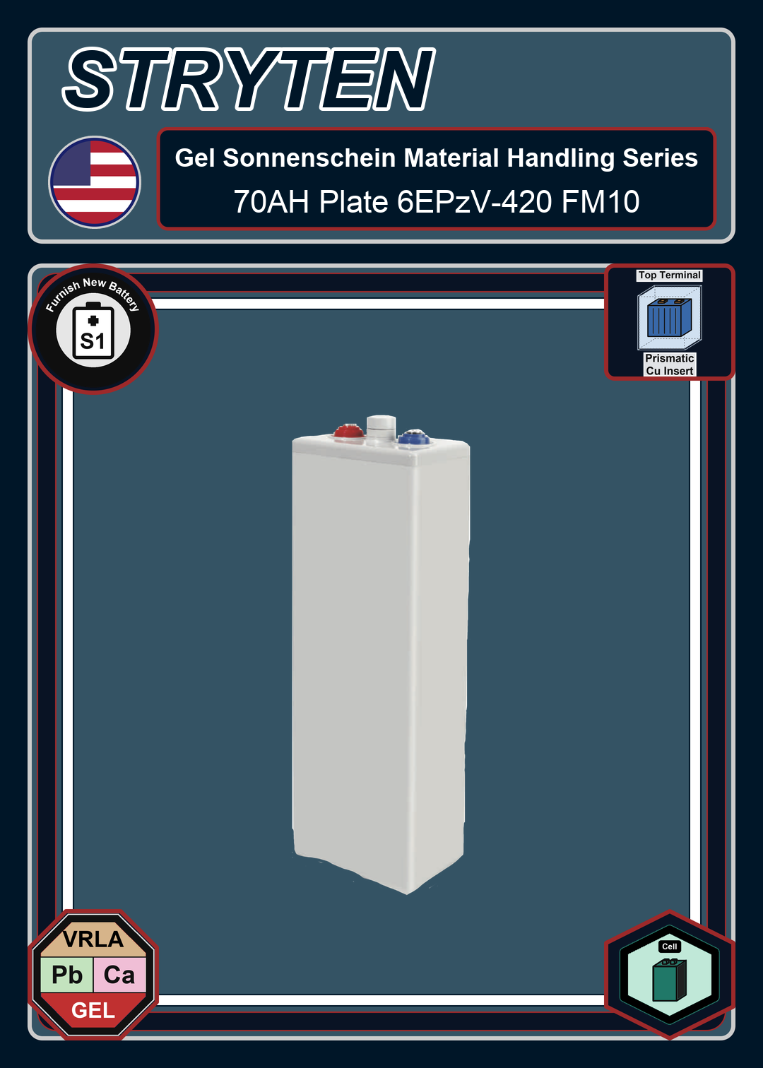 Furnish New Battery Exide Battery Gel Sonnenschein Material Handling 70AH Plate 6EPzV 420 FM10