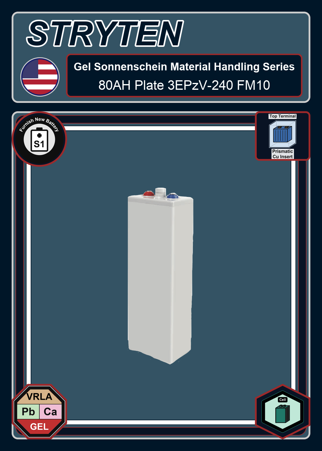 Furnish New Battery Exide Battery Gel Sonnenschein Material Handling 80AH Plate 3EPzV 240 FM10