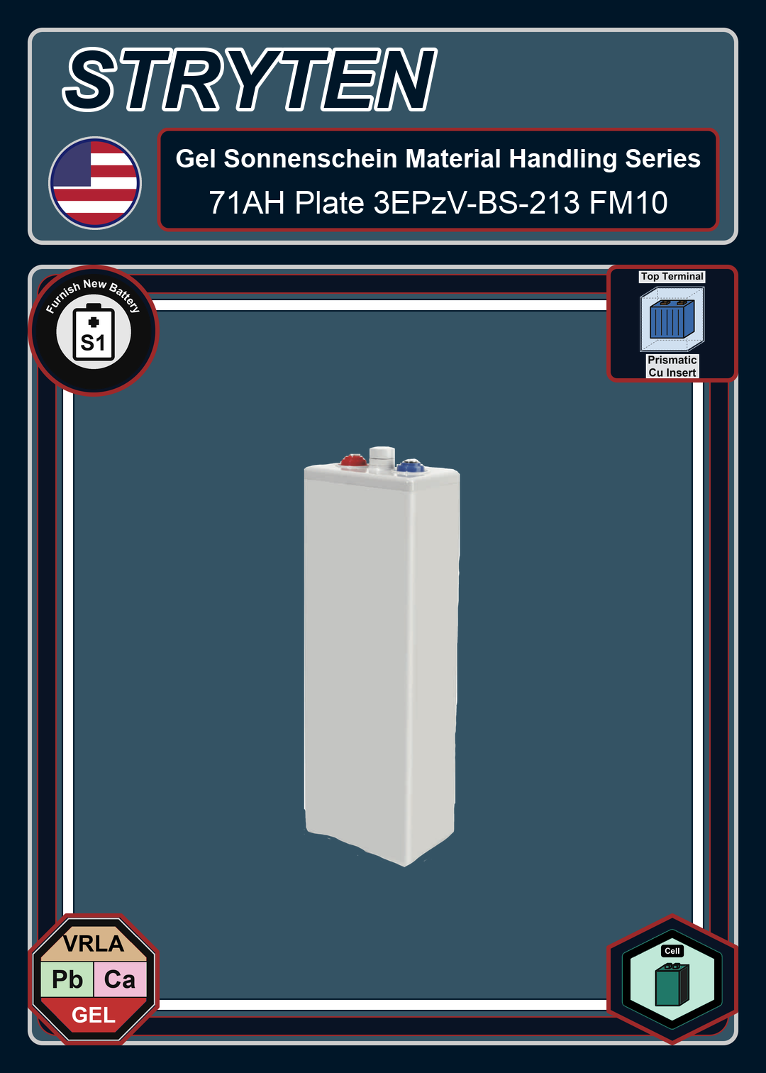 Furnish New Battery Exide Battery Gel Sonnenschein Material Handling 71AH Plate 3EPzV BS 213 FM10