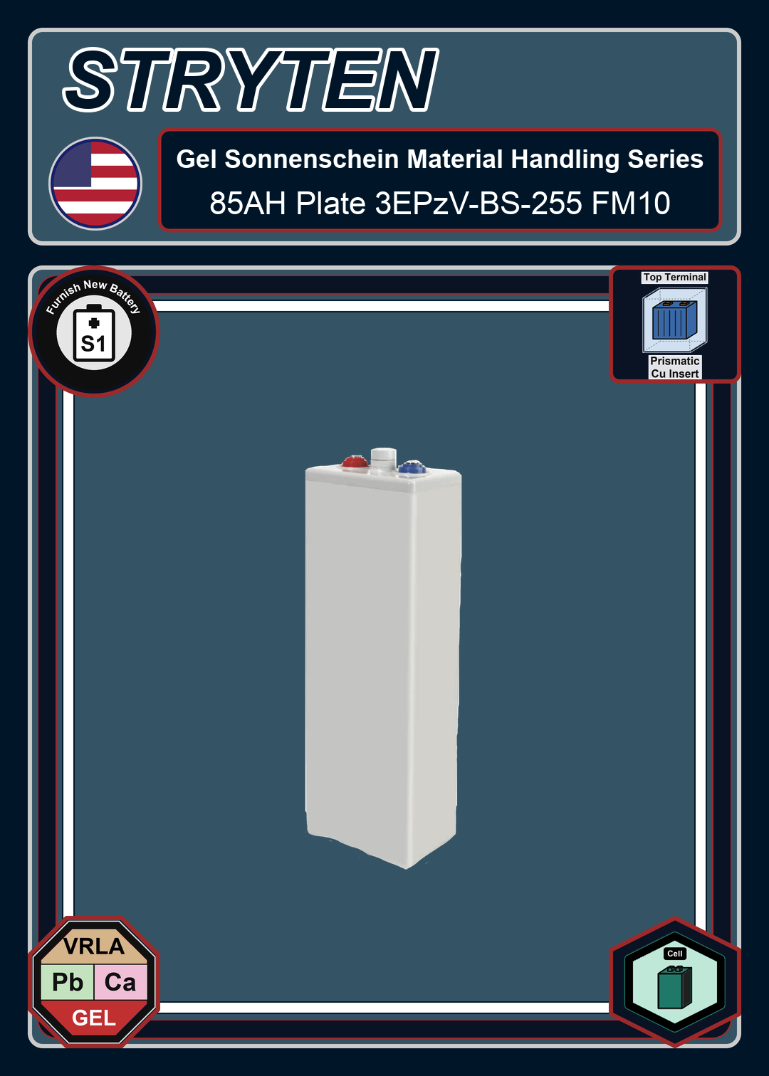 Furnish New Battery Exide Battery Gel Sonnenschein Material Handling 85AH Plate 3EPzV BS 255 FM10