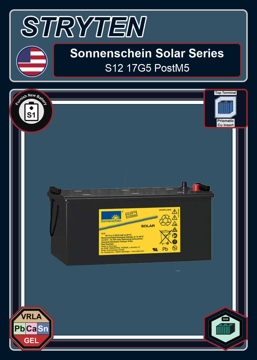 Furnish New Battery Exide Battery Sonnenschein Solar S12 17G5 PostM5