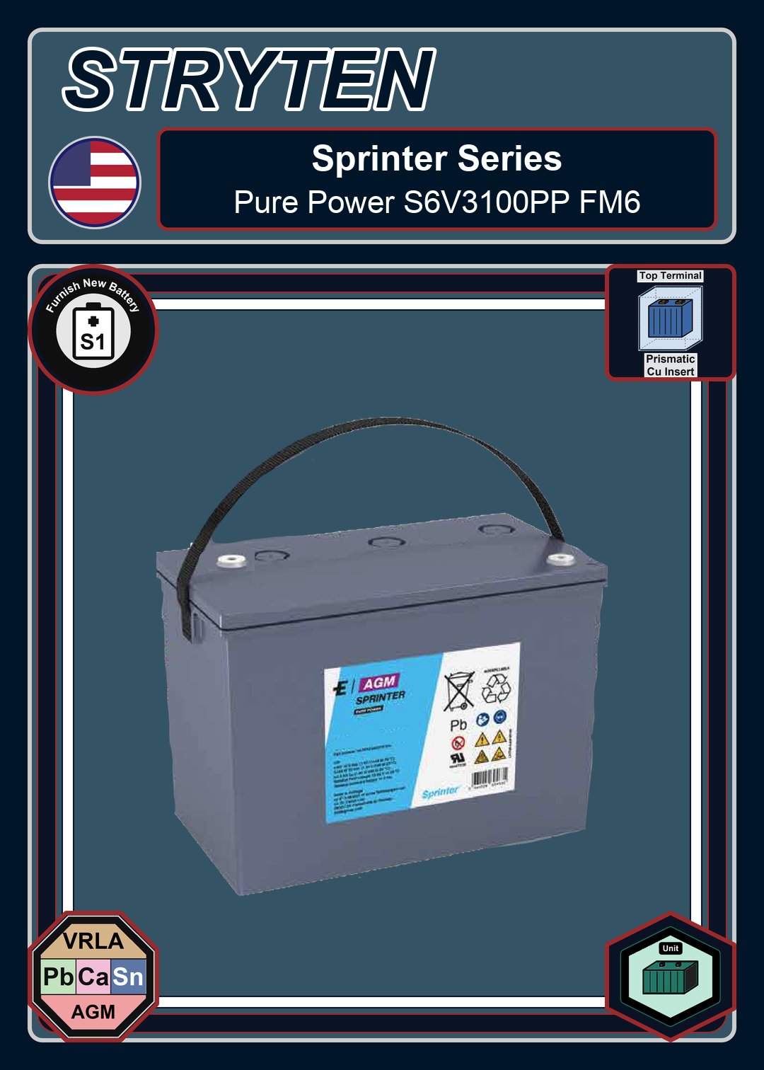 Furnish New Battery Exide Battery Sprinter Pure Power S6V3100PP FM6