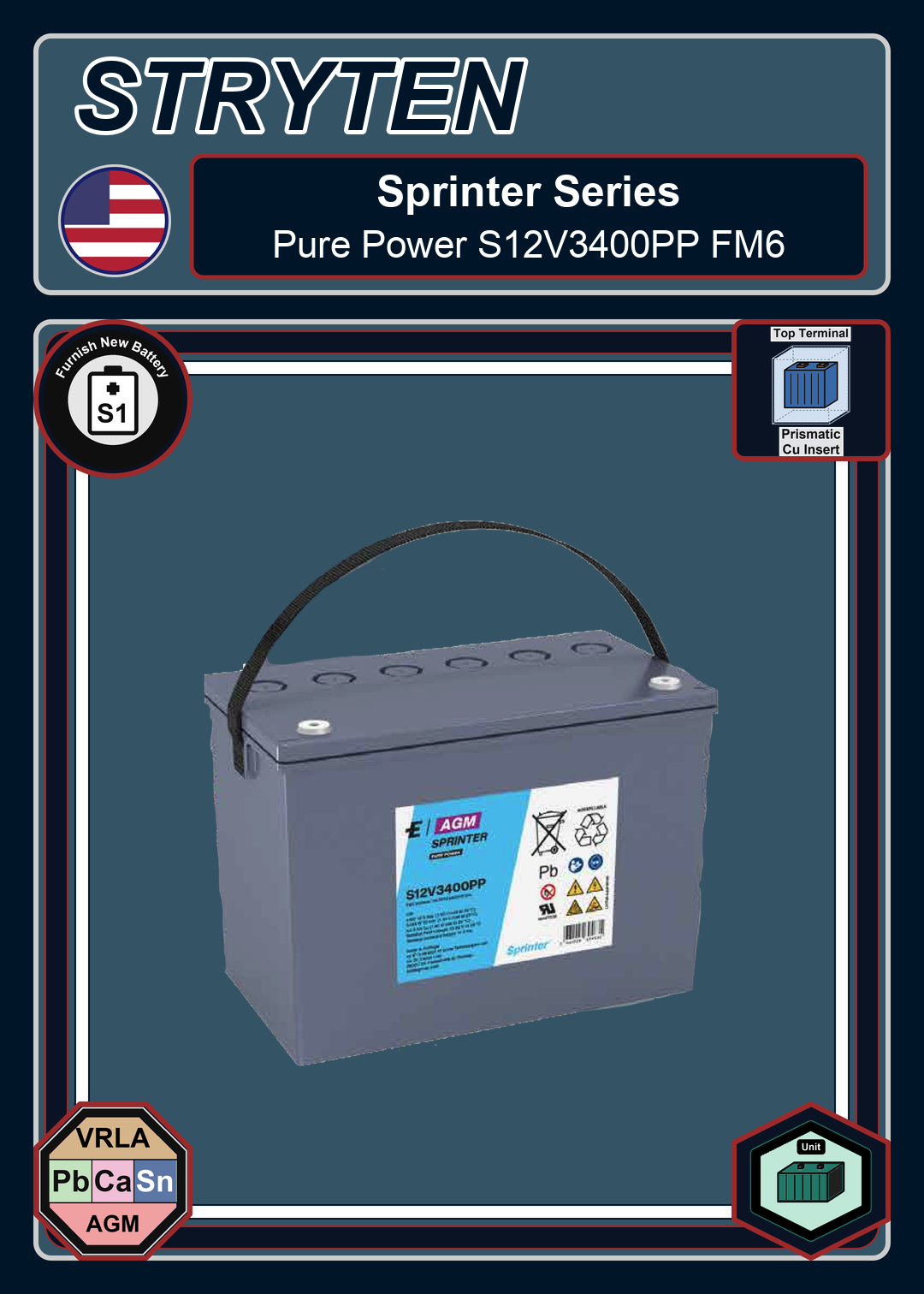 Furnish New Battery Exide Battery Sprinter Pure Power S12V3400PP FM6