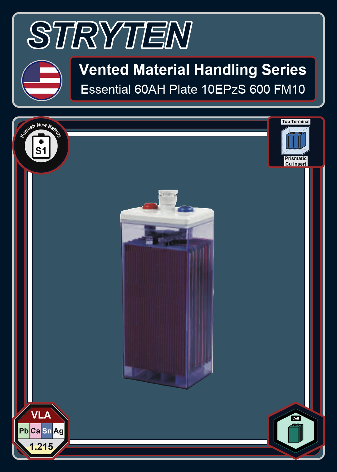 Furnish New Battery Exide Battery Vented Material Handling Essential 60AH Plate 10EPzS 600 FM10