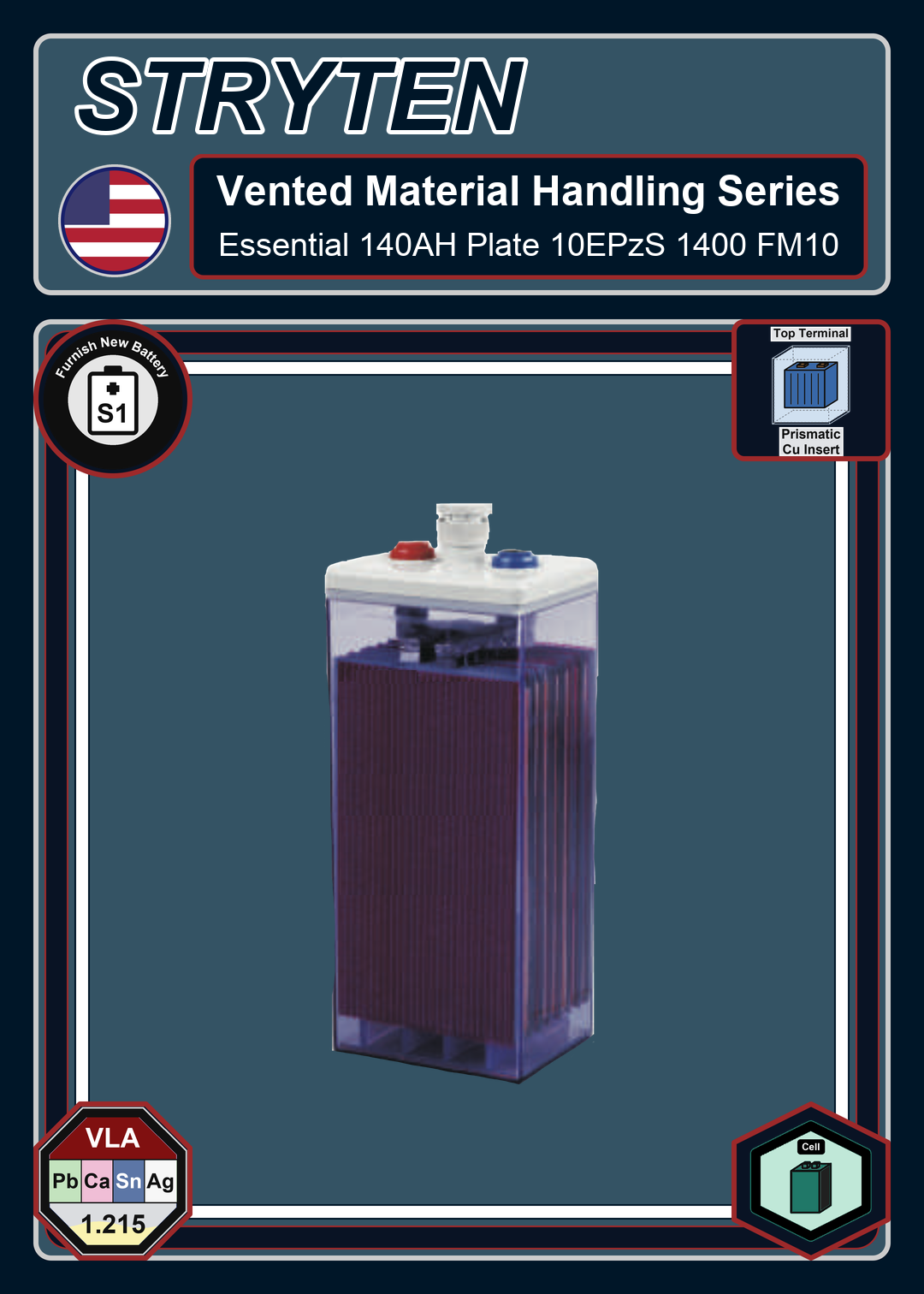 Furnish New Battery Exide Battery Vented Material Handling Essential 140AH Plate 10EPzS 1400 FM10