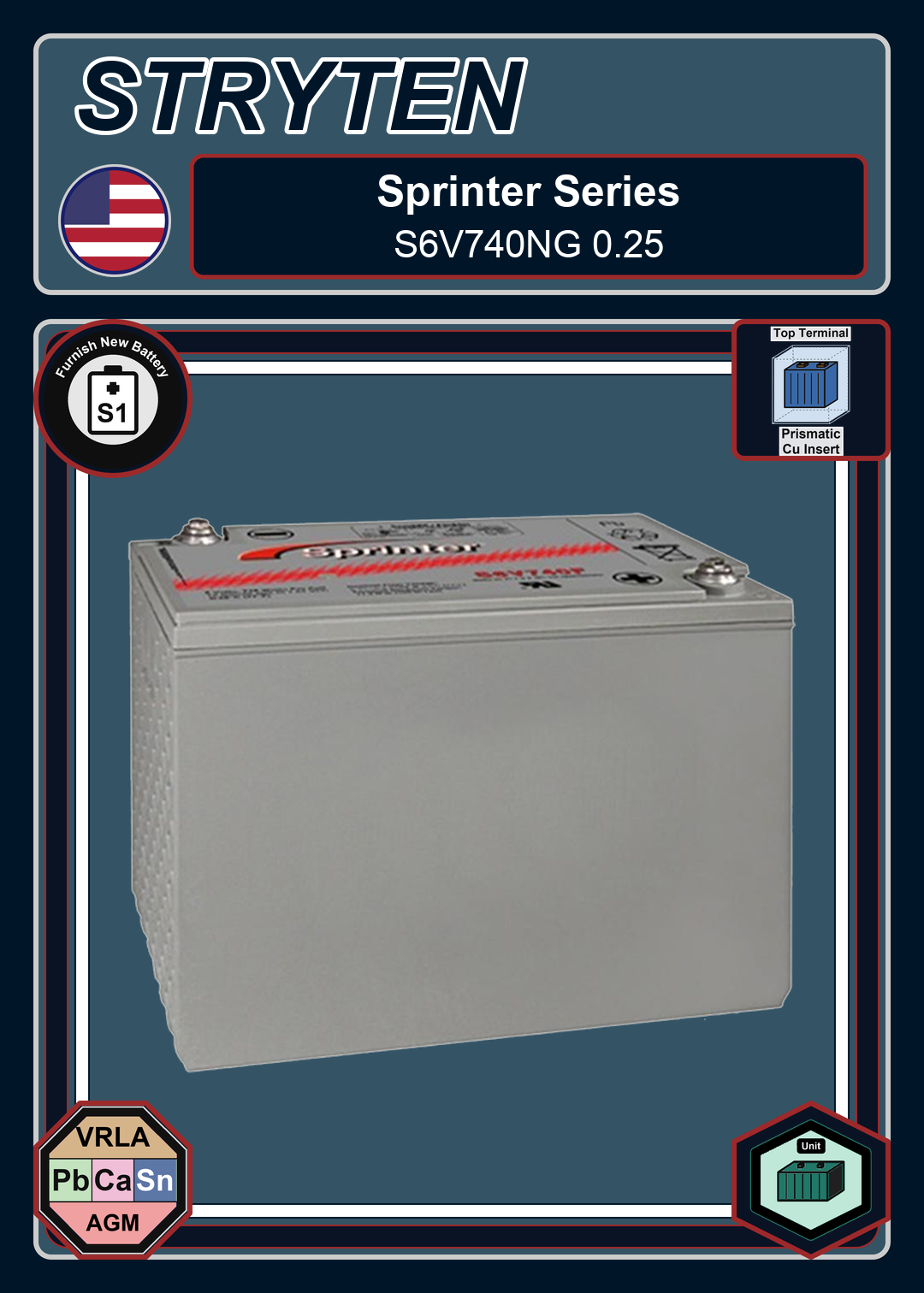 Furnish New Battery Exide GNB Sprinter S6V740NG 0 25