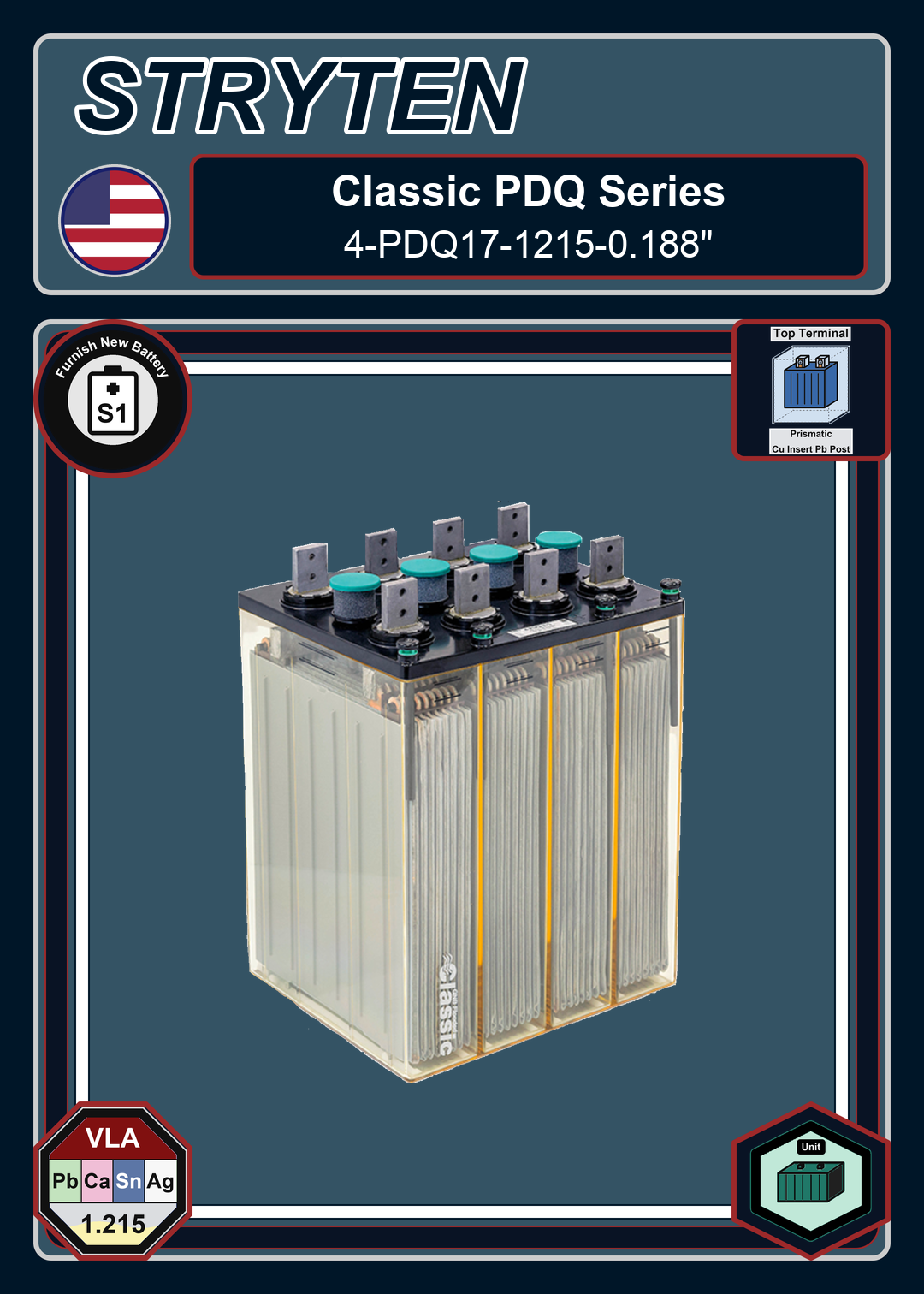 Furnish New Battery EXide GNB Classic Series 4 PDQ17 1215 0 188